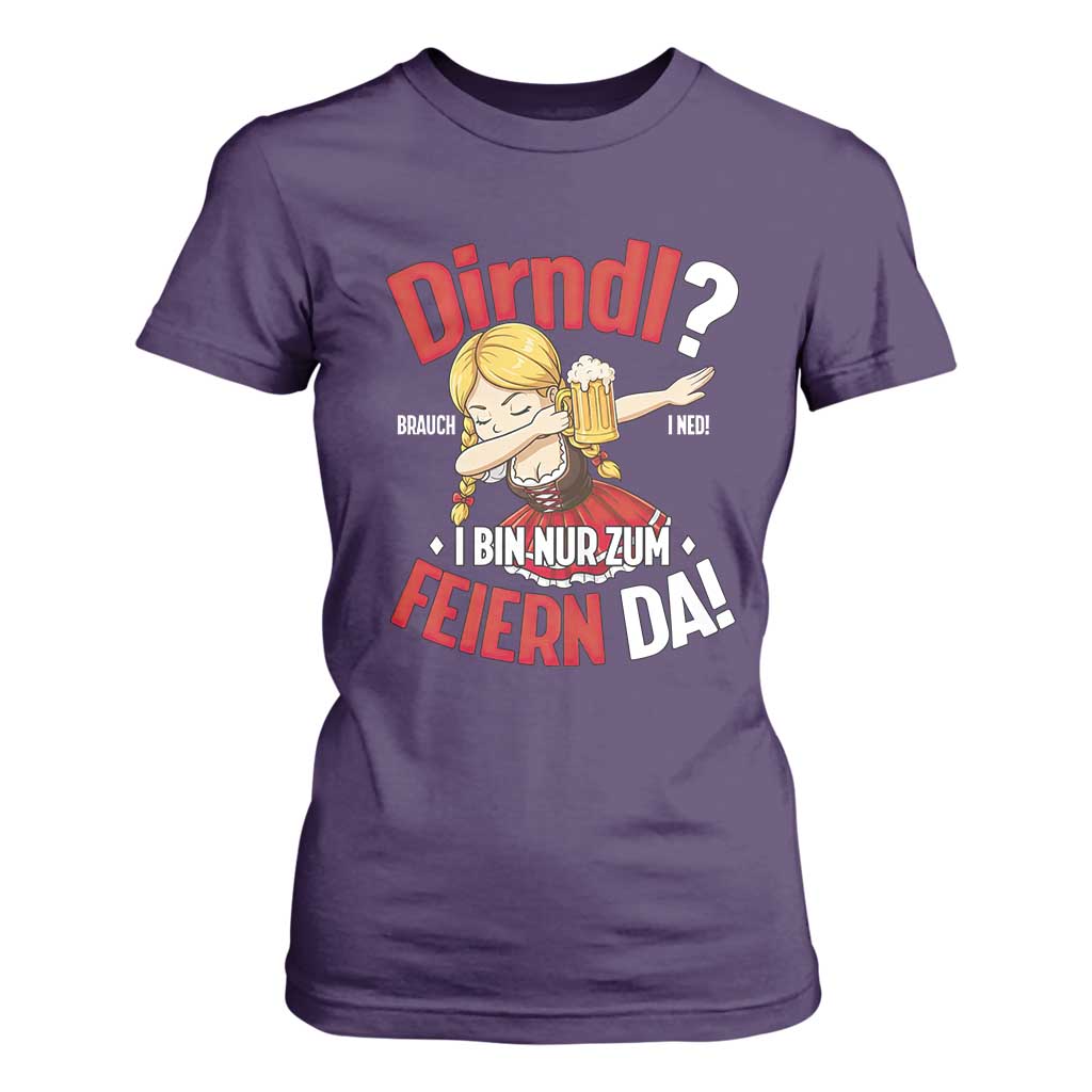 Funny Oktoberfest Dab Girl T Shirt For Women Dirndl I Bin Nur Zum Feiern Da Party TS02 Purple Print Your Wear
