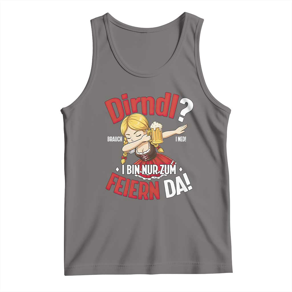 Funny Oktoberfest Dab Girl Tank Top Dirndl I Bin Nur Zum Feiern Da Party TS02 Deep Heather Print Your Wear