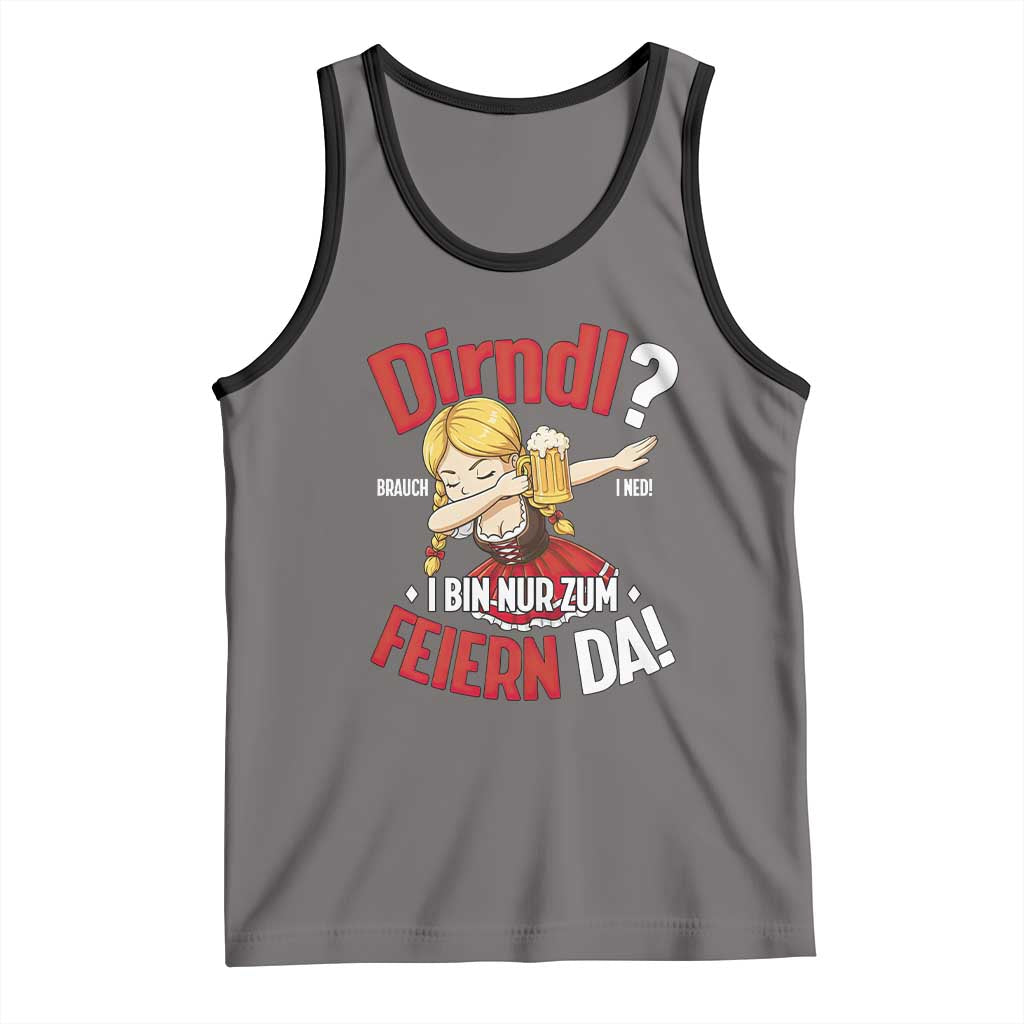 Funny Oktoberfest Dab Girl Tank Top Dirndl I Bin Nur Zum Feiern Da Party TS02 Deep Heather Black Print Your Wear