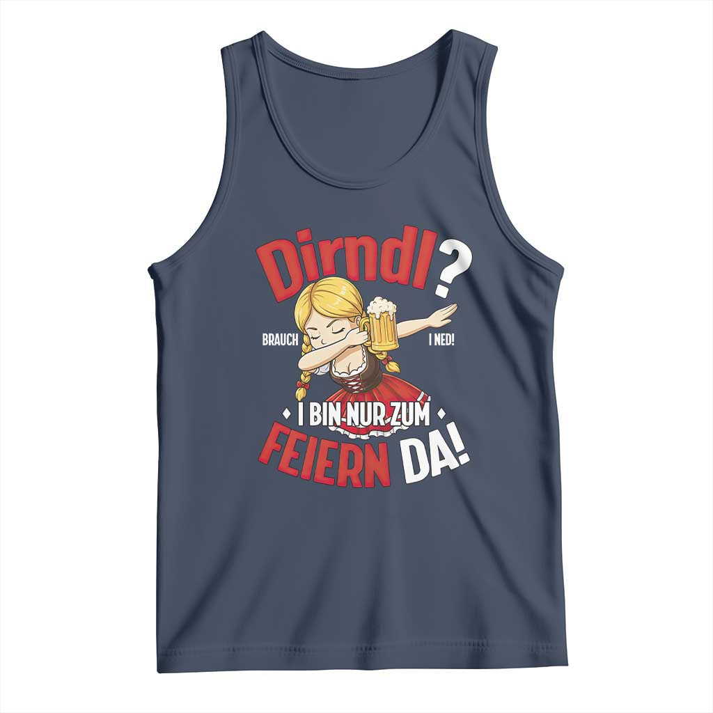 Funny Oktoberfest Dab Girl Tank Top Dirndl I Bin Nur Zum Feiern Da Party TS02 Navy Print Your Wear