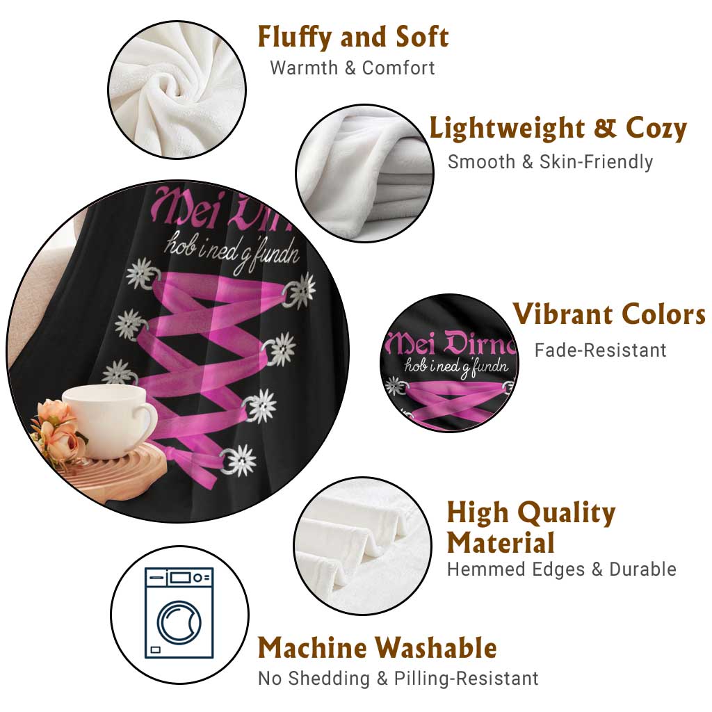 Funny Oktoberfest Corset in Pink Throw Blanket I Have Not Found My Dirndl TS02 Print Your Wear