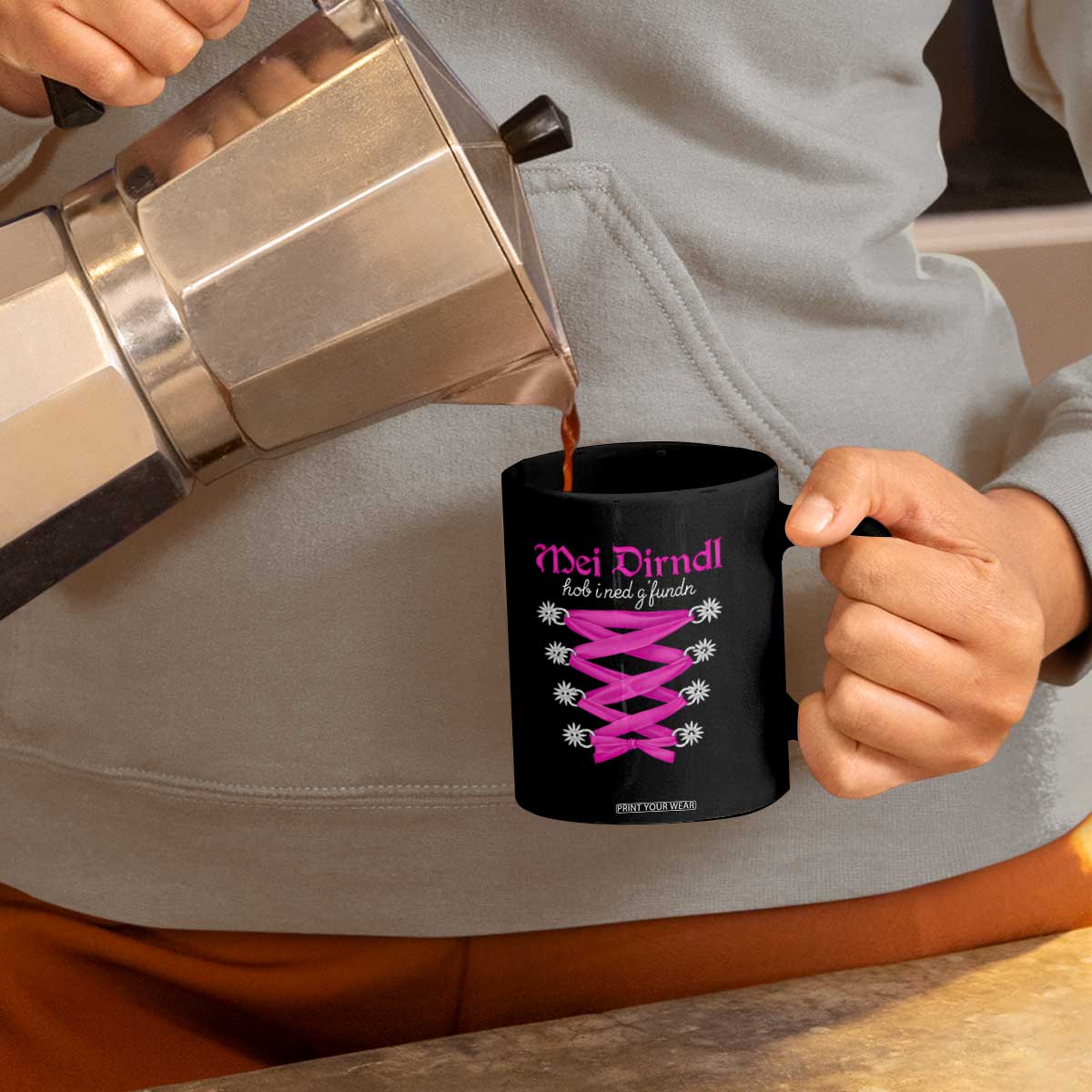 Funny Oktoberfest Corset in Pink Coffee Mug I Have Not Found My Dirndl TS02 Print Your Wear