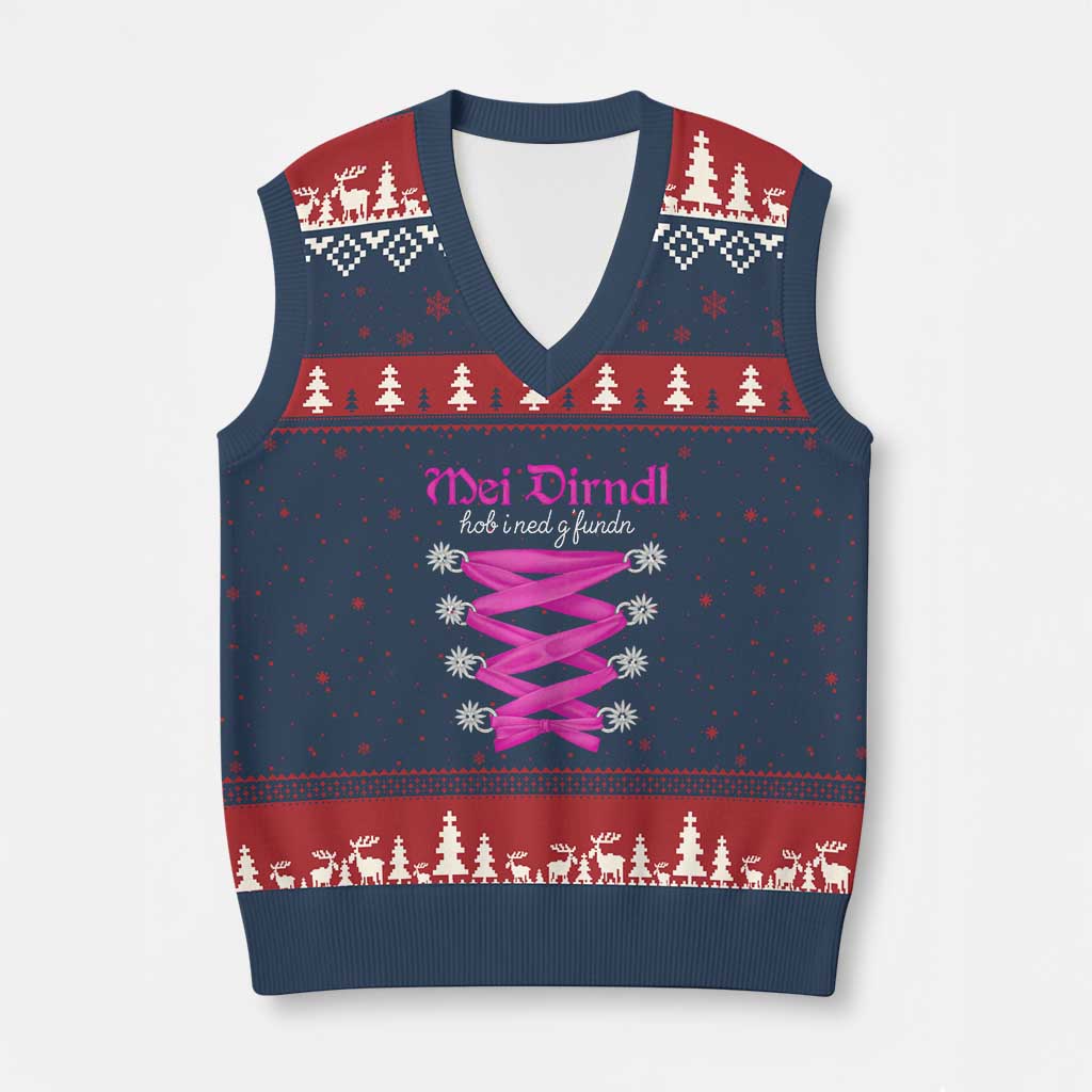 Funny Oktoberfest Corset in Pink V-Neck Knit Sweater Vest I Have Not Found My Dirndl TS02 Navy Red Print Your Wear