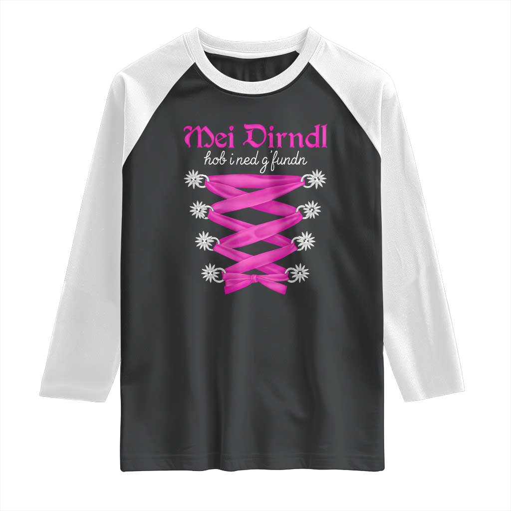 Funny Oktoberfest Corset in Pink Raglan Shirt I Have Not Found My Dirndl TS02 Black White Print Your Wear