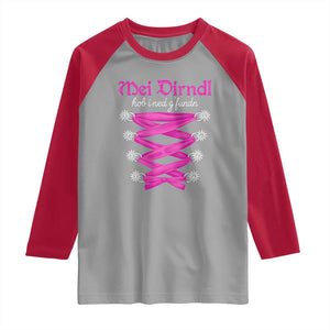Funny Oktoberfest Corset in Pink Raglan Shirt I Have Not Found My Dirndl TS02 Sport Gray Red Print Your Wear