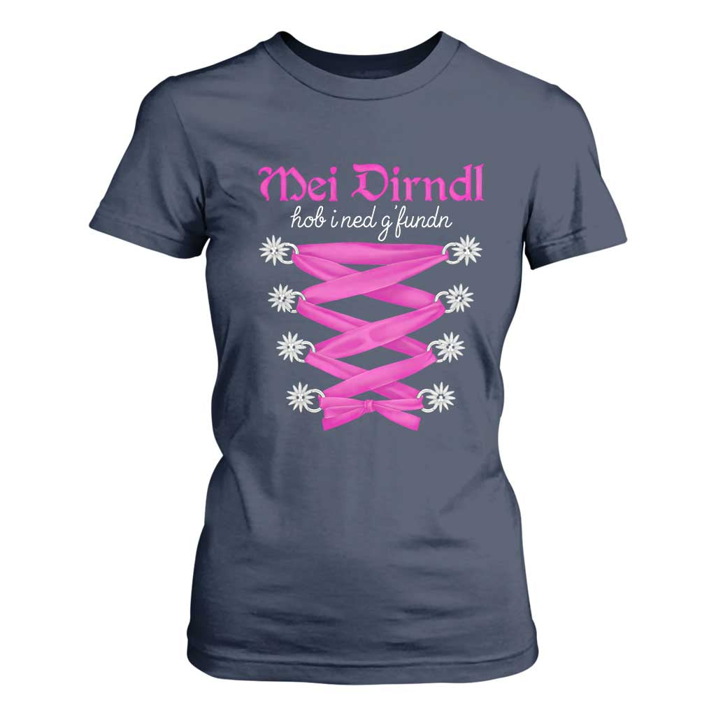 Funny Oktoberfest Corset in Pink T Shirt For Women I Have Not Found My Dirndl TS02 Navy Print Your Wear