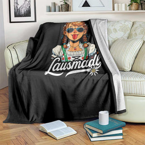 Funny Lausmadl Oktoberfest Throw Blanket Bavarian Girl with Braids Sunnies and Sass TS02 Print Your Wear