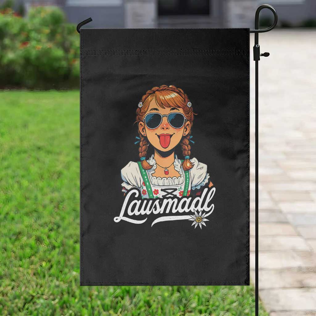 Funny Lausmadl Oktoberfest Garden Flag Bavarian Girl with Braids Sunnies and Sass TS02 Print Your Wear