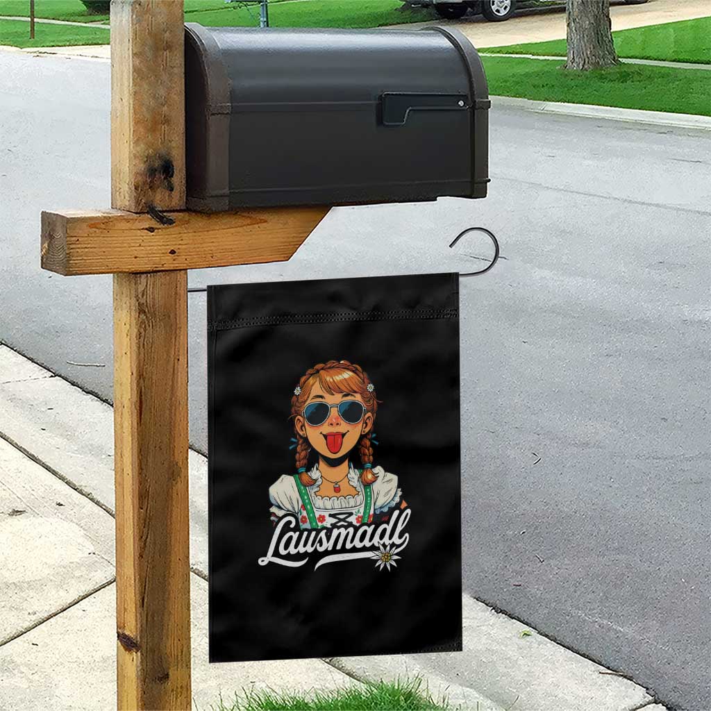 Funny Lausmadl Oktoberfest Garden Flag Bavarian Girl with Braids Sunnies and Sass TS02 Print Your Wear