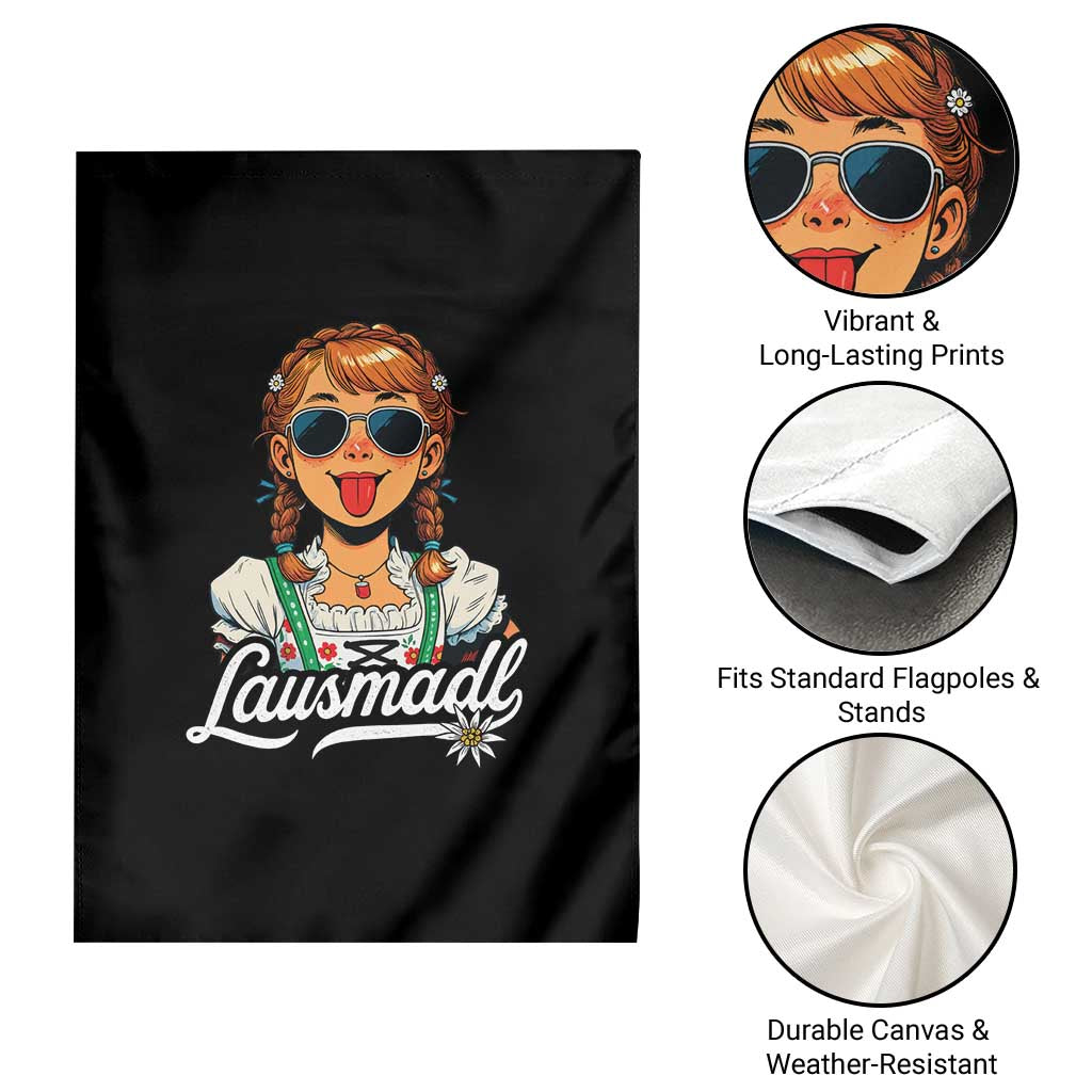 Funny Lausmadl Oktoberfest Garden Flag Bavarian Girl with Braids Sunnies and Sass TS02 Print Your Wear