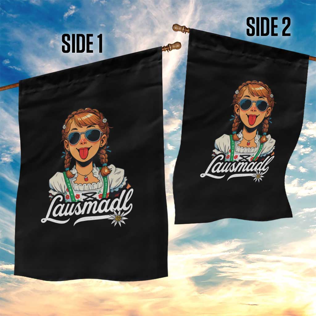 Funny Lausmadl Oktoberfest Garden Flag Bavarian Girl with Braids Sunnies and Sass TS02 Print Your Wear