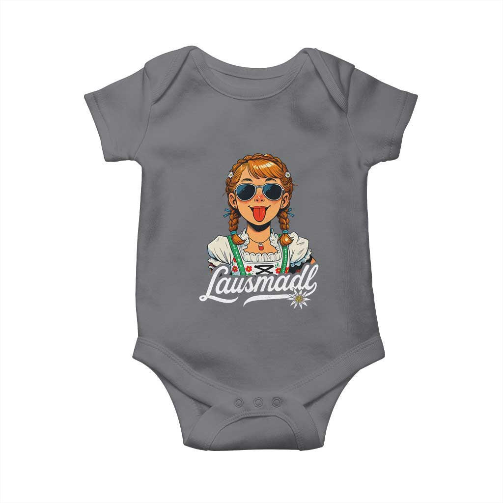 Funny Lausmadl Oktoberfest Baby Onesie Bavarian Girl with Braids Sunnies and Sass TS02 Charcoal Print Your Wear
