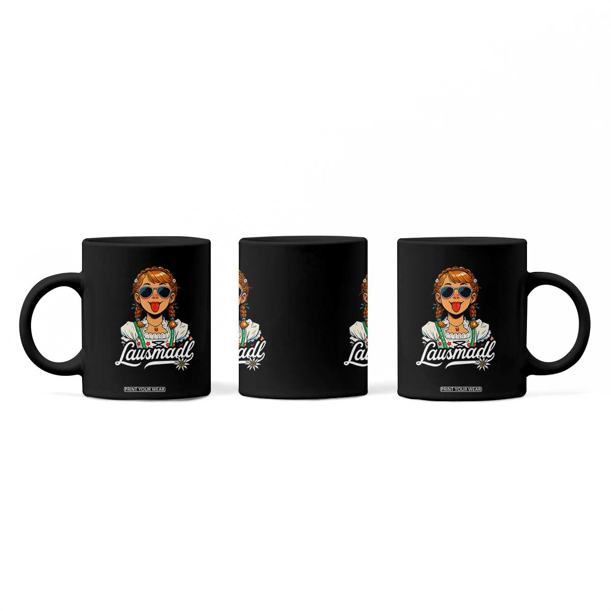 Funny Lausmadl Oktoberfest Coffee Mug Bavarian Girl with Braids Sunnies and Sass TS02 Print Your Wear