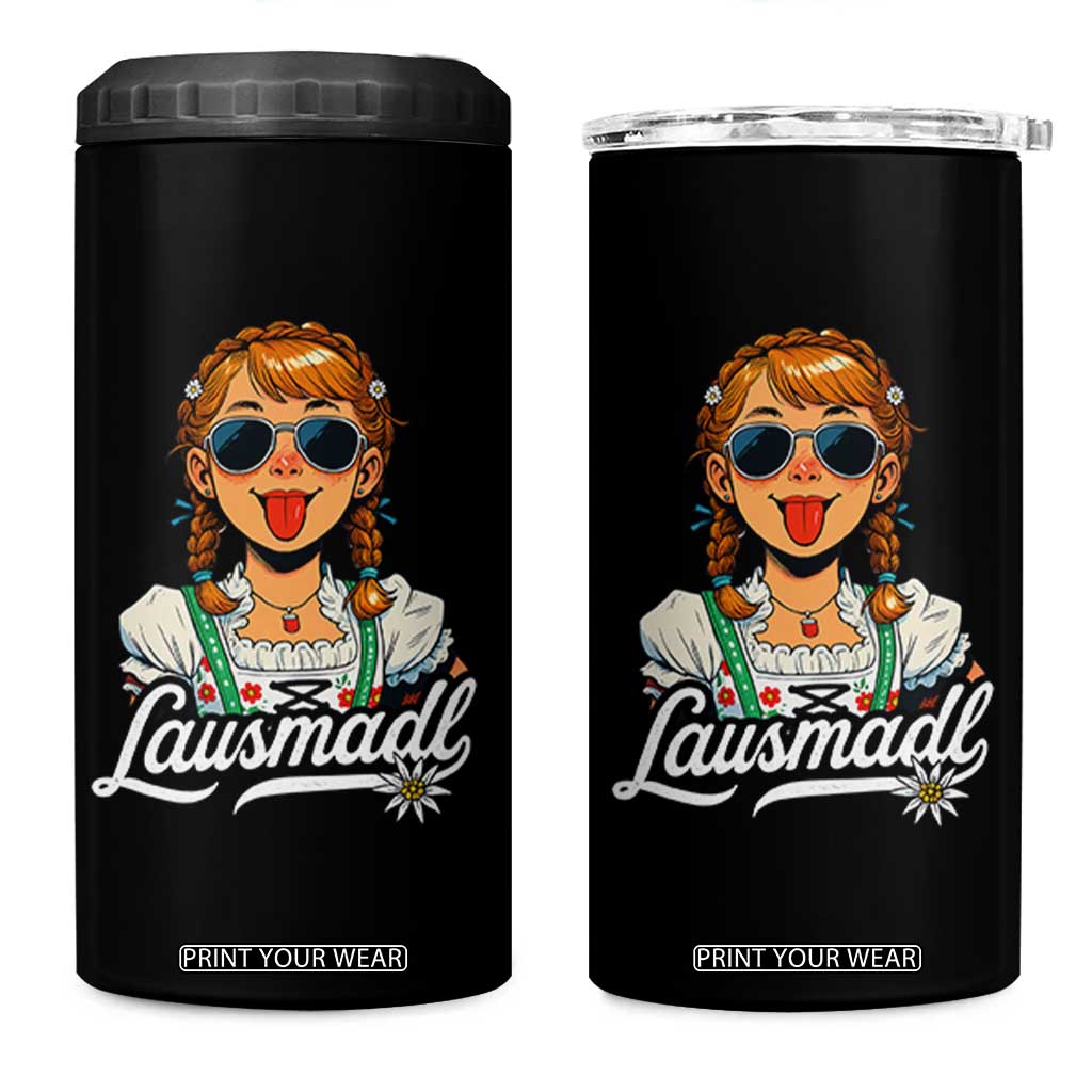 Funny Lausmadl Oktoberfest 4 in 1 Can Cooler Tumbler Bavarian Girl with Braids Sunnies and Sass TS02 One Size: 16 oz Black Print Your Wear