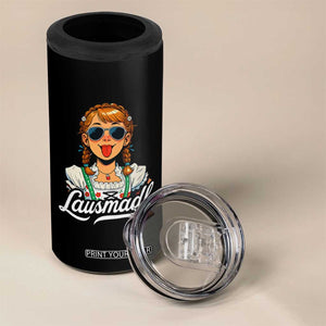 Funny Lausmadl Oktoberfest 4 in 1 Can Cooler Tumbler Bavarian Girl with Braids Sunnies and Sass TS02 Print Your Wear