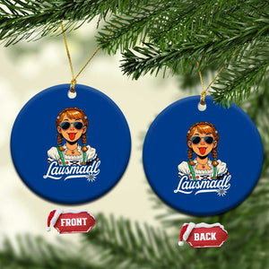 Funny Lausmadl Oktoberfest Ceramic Ornament Bavarian Girl with Braids Sunnies and Sass TS02 1pc Blue Print Your Wear
