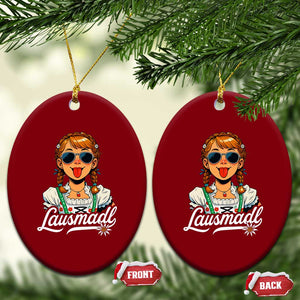 Funny Lausmadl Oktoberfest Ceramic Ornament Bavarian Girl with Braids Sunnies and Sass TS02 Print Your Wear