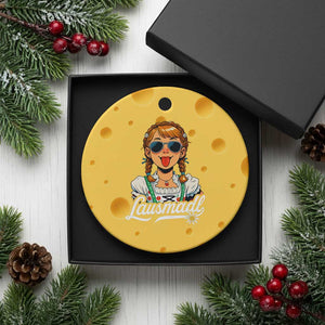Funny Lausmadl Oktoberfest Ceramic Ornament Bavarian Girl with Braids Sunnies and Sass TS02 1pc Yellow Cheese Print Your Wear