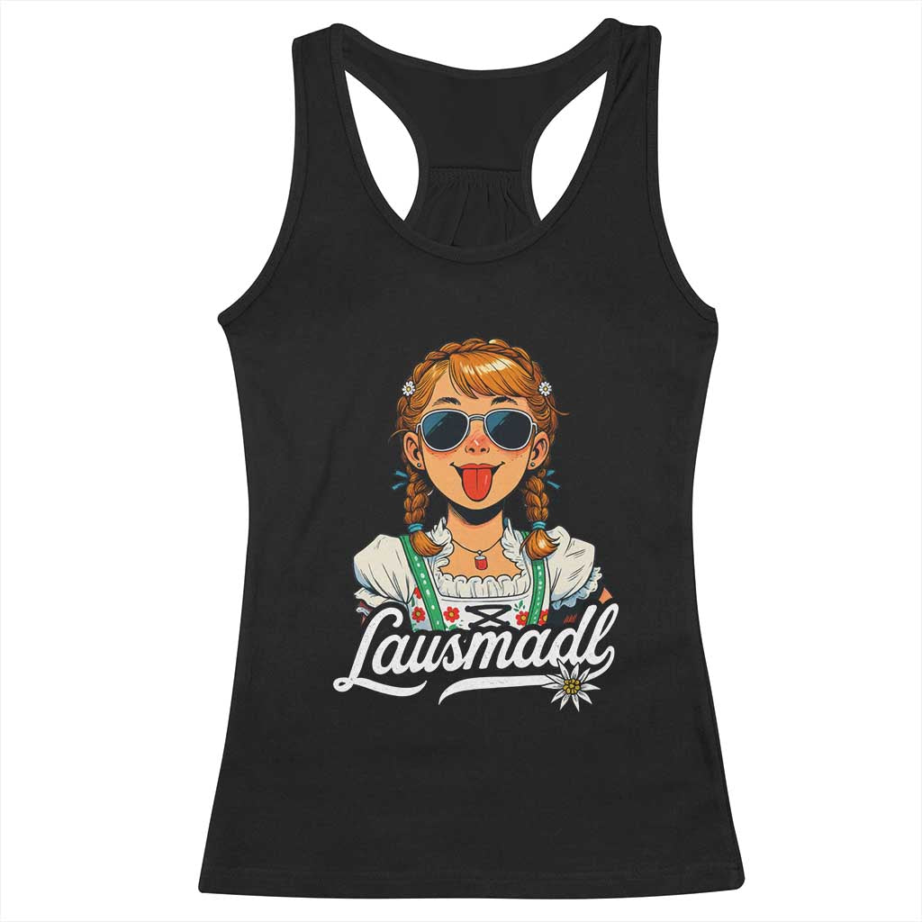 Funny Lausmadl Oktoberfest Racerback Tank Top Bavarian Girl with Braids Sunnies and Sass TS02 Black Print Your Wear
