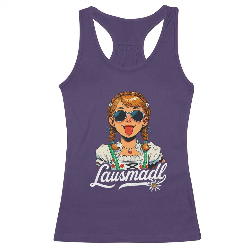Funny Lausmadl Oktoberfest Racerback Tank Top Bavarian Girl with Braids Sunnies and Sass TS02 Purple Print Your Wear