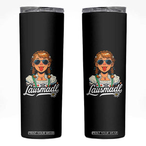 Funny Lausmadl Oktoberfest Skinny Tumbler Bavarian Girl with Braids Sunnies and Sass TS02 Black Print Your Wear
