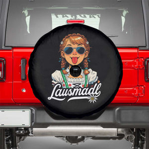 Funny Lausmadl Oktoberfest Spare Tire Cover Bavarian Girl with Braids Sunnies and Sass TS02 Black Print Your Wear