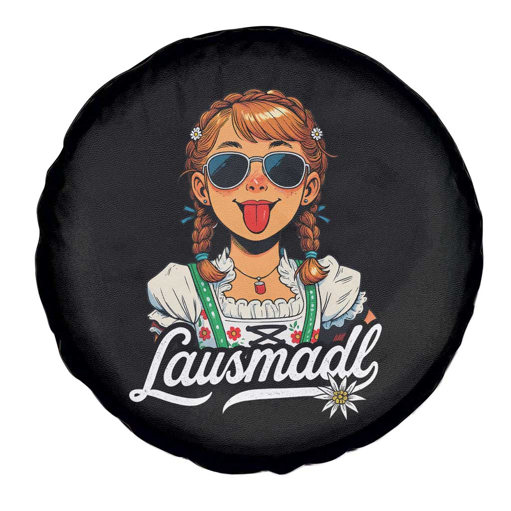 Funny Lausmadl Oktoberfest Spare Tire Cover Bavarian Girl with Braids Sunnies and Sass TS02 Print Your Wear