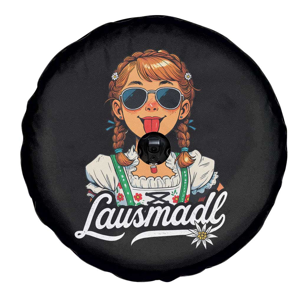 Funny Lausmadl Oktoberfest Spare Tire Cover Bavarian Girl with Braids Sunnies and Sass TS02 Print Your Wear