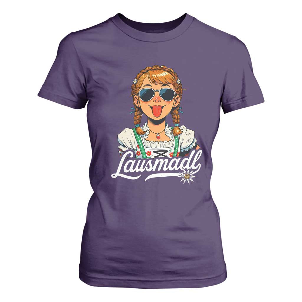 Funny Lausmadl Oktoberfest T Shirt For Women Bavarian Girl with Braids Sunnies and Sass TS02 Purple Print Your Wear