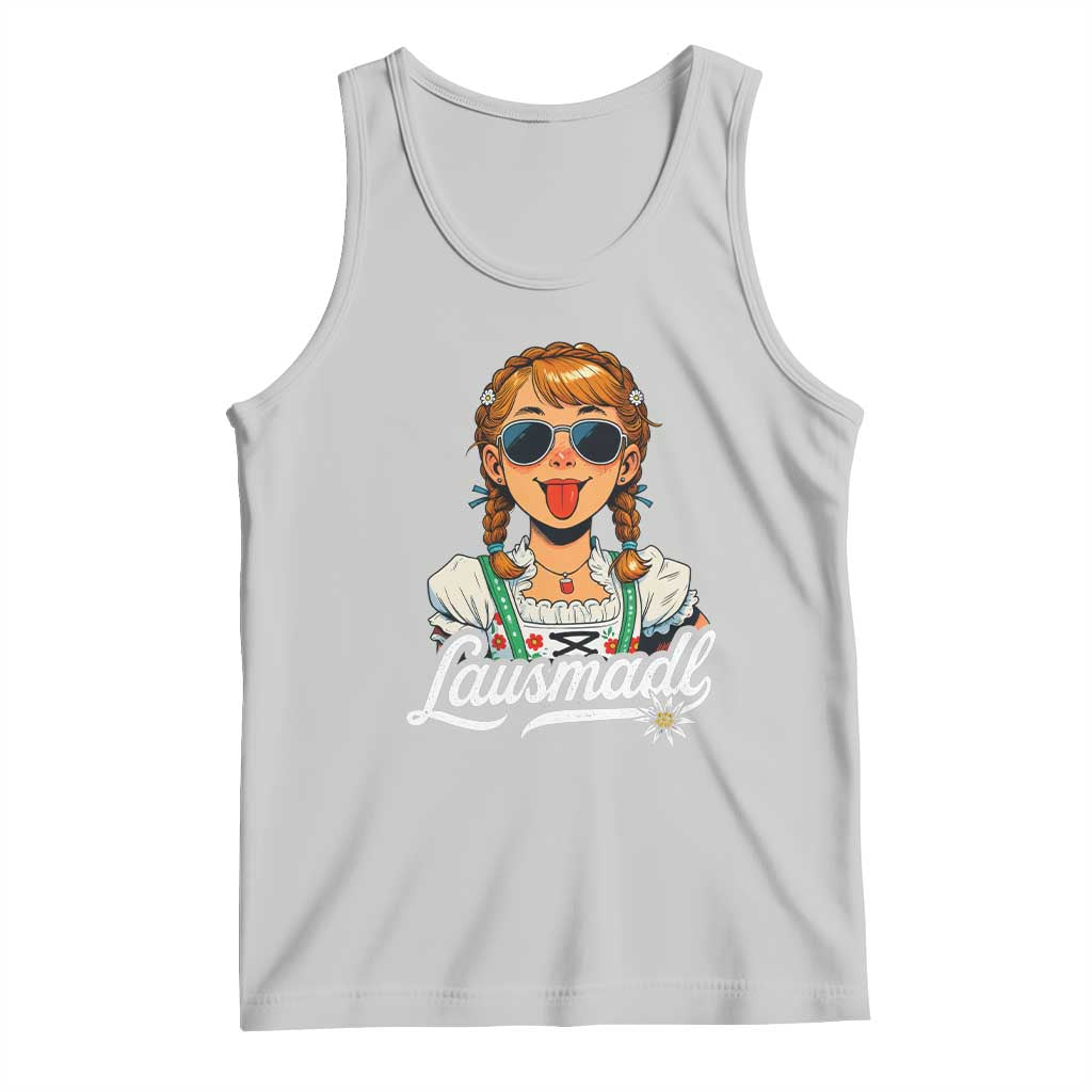 Funny Lausmadl Oktoberfest Tank Top Bavarian Girl with Braids Sunnies and Sass TS02 Ash Print Your Wear