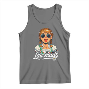 Funny Lausmadl Oktoberfest Tank Top Bavarian Girl with Braids Sunnies and Sass TS02 Black Heather Print Your Wear