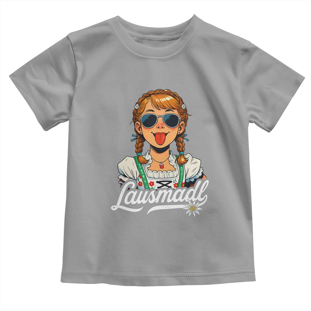 Funny Lausmadl Oktoberfest Toddler T Shirt Bavarian Girl with Braids Sunnies and Sass TS02 Sport Gray Print Your Wear