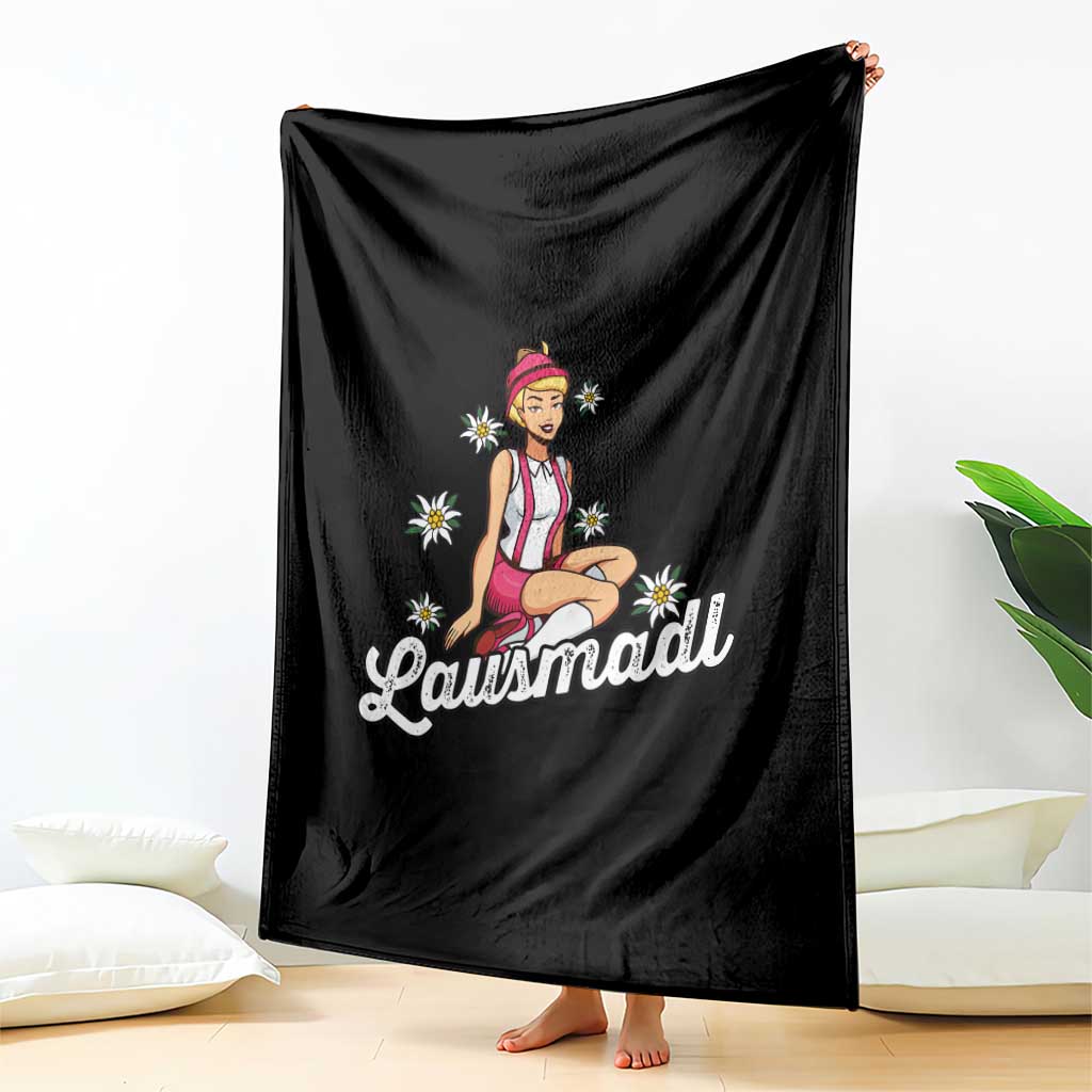 Bavarian Pin Up Girl Lausmadl Throw Blanket Oktoberfest Edelweiss Flowers TS02 Print Your Wear
