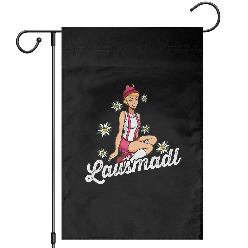 Bavarian Pin Up Girl Lausmadl Garden Flag Oktoberfest Edelweiss Flowers TS02 Black Print Your Wear