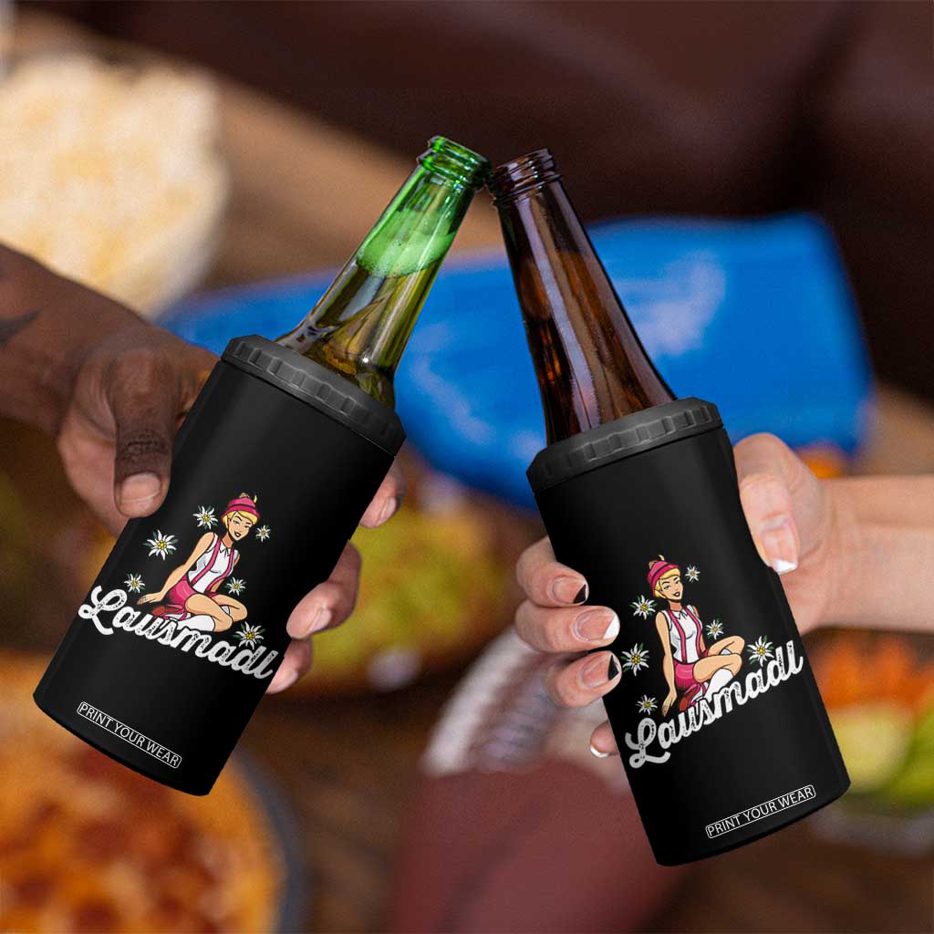 Bavarian Pin Up Girl Lausmadl 4 in 1 Can Cooler Tumbler Oktoberfest Edelweiss Flowers TS02 Print Your Wear