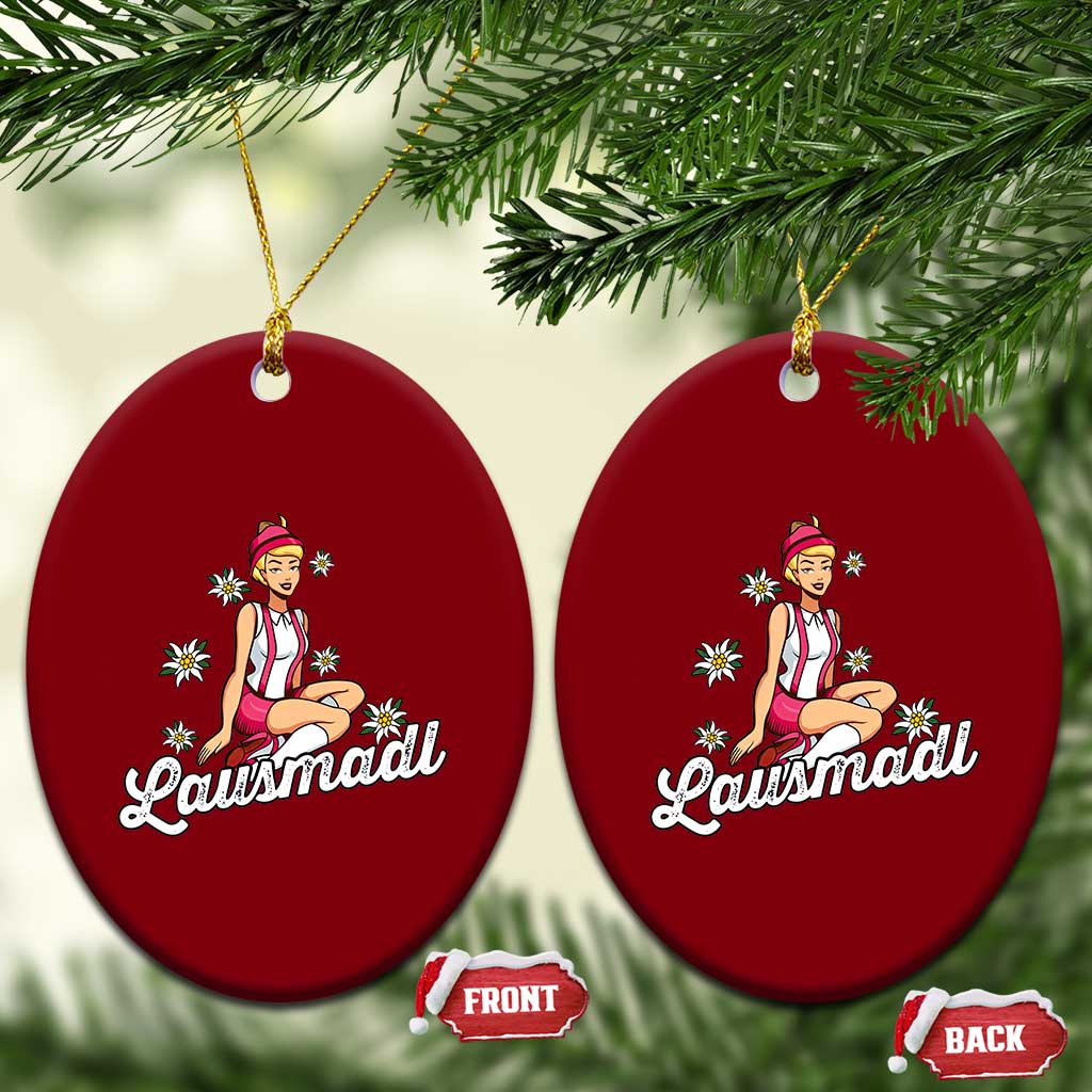 Bavarian Pin Up Girl Lausmadl Ceramic Ornament Oktoberfest Edelweiss Flowers TS02 Print Your Wear