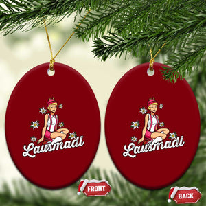 Bavarian Pin Up Girl Lausmadl Ceramic Ornament Oktoberfest Edelweiss Flowers TS02 Print Your Wear
