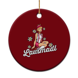 Bavarian Pin Up Girl Lausmadl Ceramic Ornament Oktoberfest Edelweiss Flowers TS02 1pc Red Print Your Wear