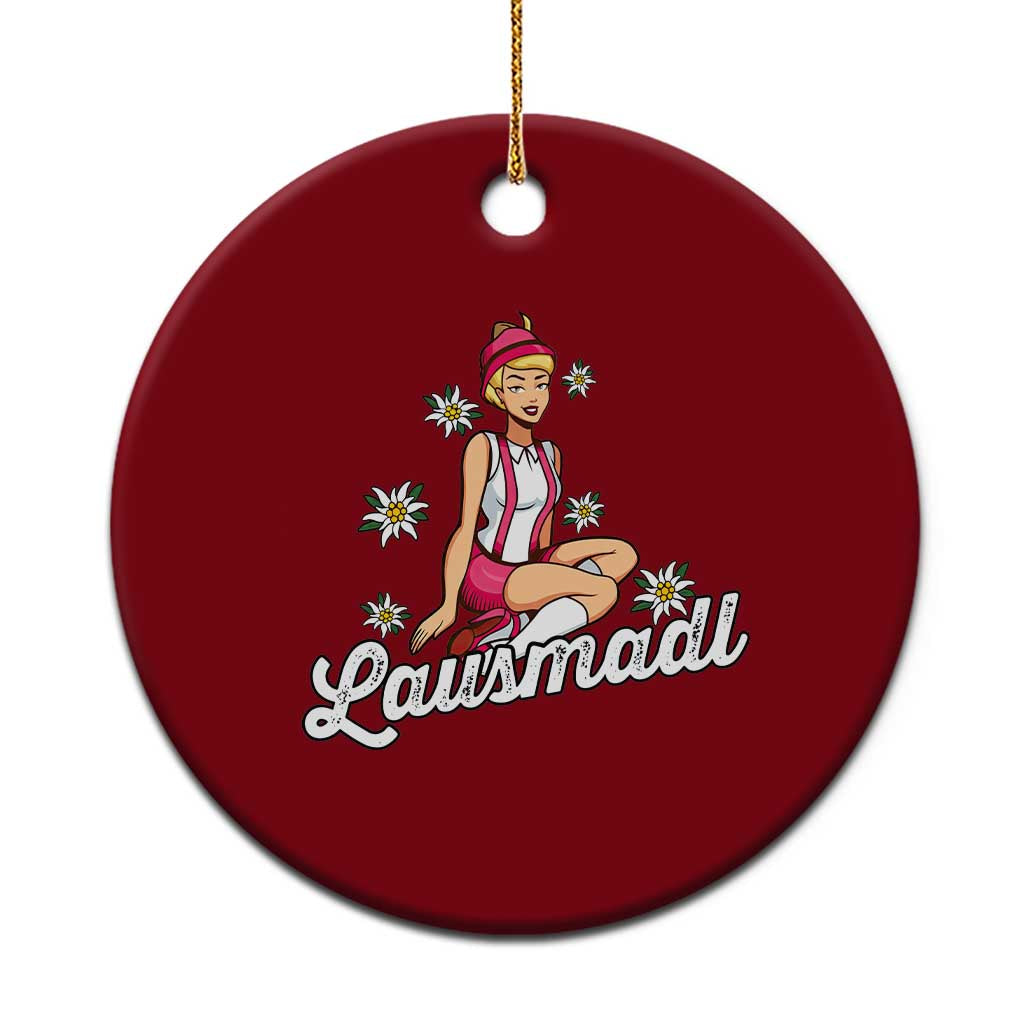 Bavarian Pin Up Girl Lausmadl Ceramic Ornament Oktoberfest Edelweiss Flowers TS02 1pc Red Print Your Wear