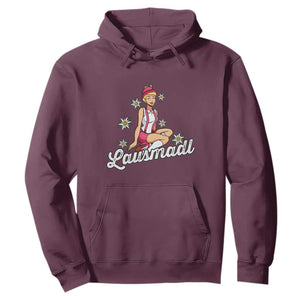 Bavarian Pin Up Girl Lausmadl Hoodie Oktoberfest Edelweiss Flowers TS02 Maroon Print Your Wear