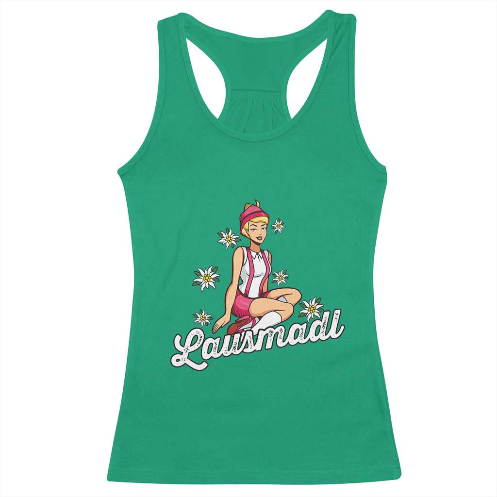 Bavarian Pin Up Girl Lausmadl Racerback Tank Top Oktoberfest Edelweiss Flowers TS02 Irish Green Print Your Wear