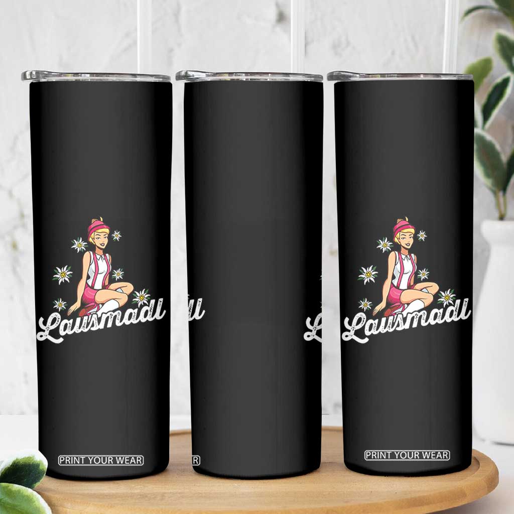 Bavarian Pin Up Girl Lausmadl Skinny Tumbler Oktoberfest Edelweiss Flowers TS02 Print Your Wear
