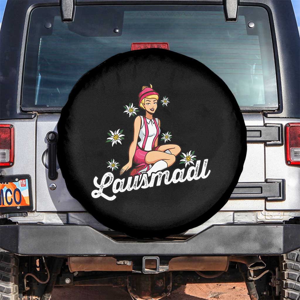 Bavarian Pin Up Girl Lausmadl Spare Tire Cover Oktoberfest Edelweiss Flowers TS02 No hole Black Print Your Wear