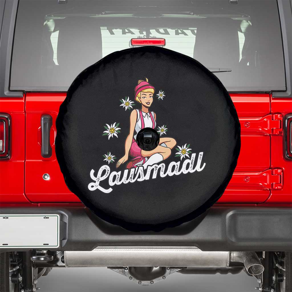Bavarian Pin Up Girl Lausmadl Spare Tire Cover Oktoberfest Edelweiss Flowers TS02 Black Print Your Wear