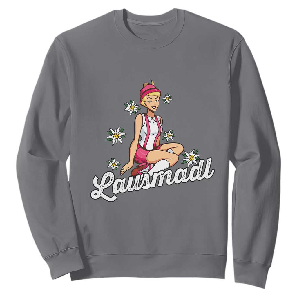Bavarian Pin Up Girl Lausmadl Sweatshirt Oktoberfest Edelweiss Flowers TS02 Charcoal Print Your Wear
