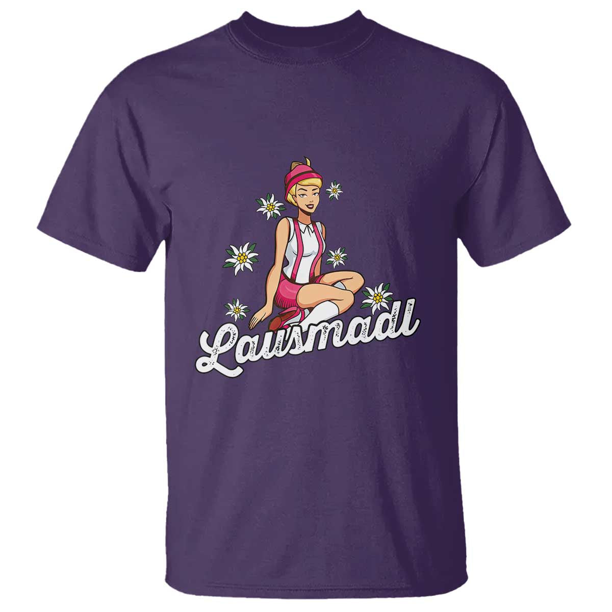 Bavarian Pin Up Girl Lausmadl T Shirt Oktoberfest Edelweiss Flowers TS02 Purple Print Your Wear