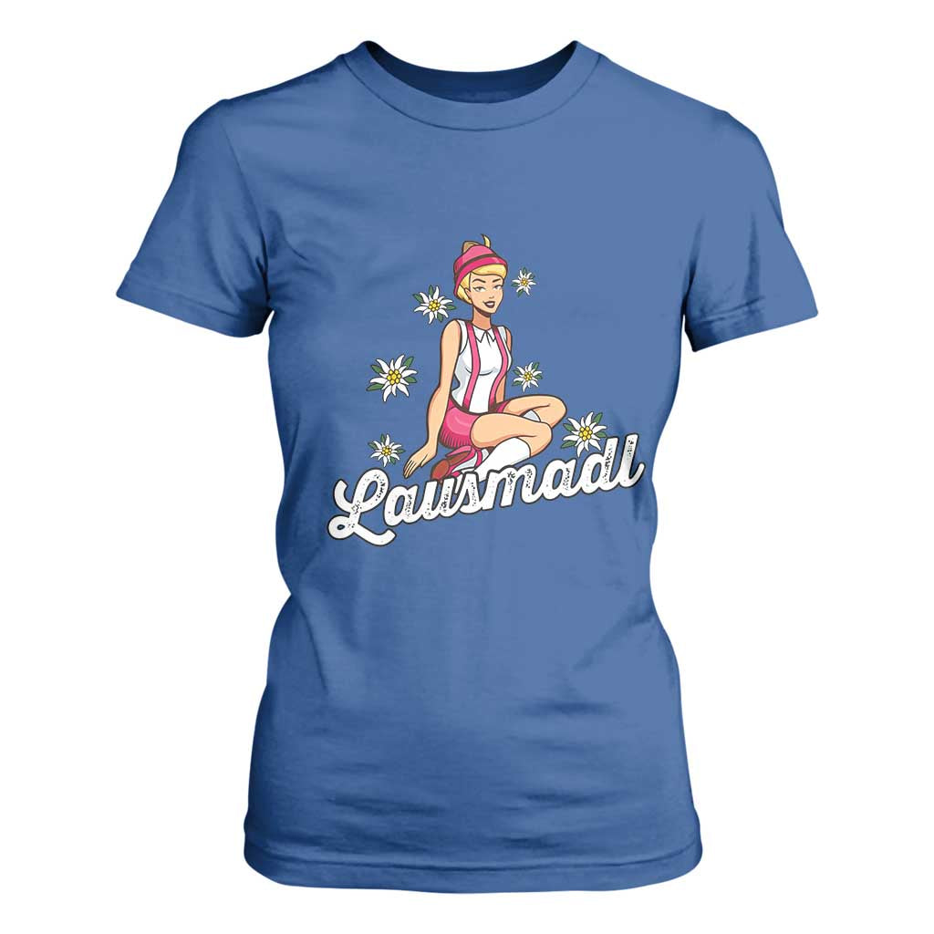 Bavarian Pin Up Girl Lausmadl T Shirt For Women Oktoberfest Edelweiss Flowers TS02 Royal Blue Print Your Wear