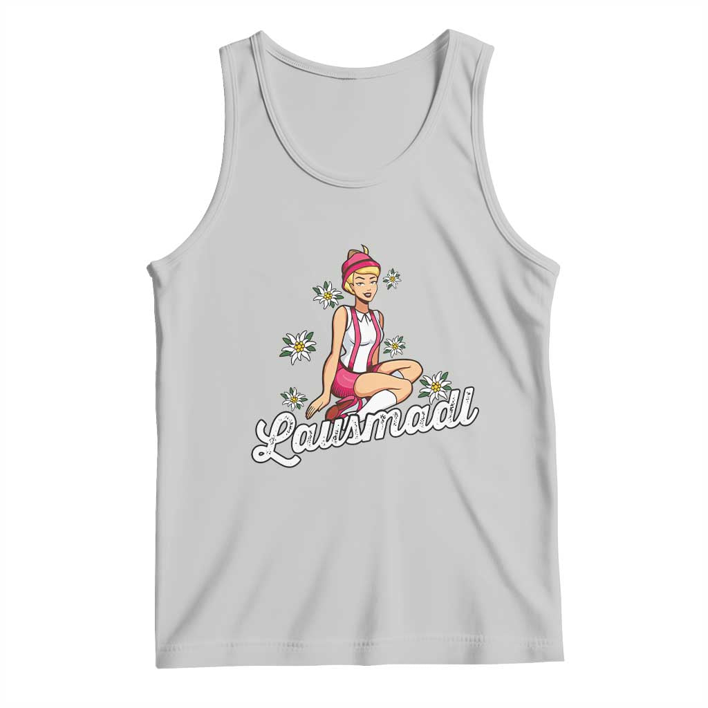 Bavarian Pin Up Girl Lausmadl Tank Top Oktoberfest Edelweiss Flowers TS02 Ash Print Your Wear