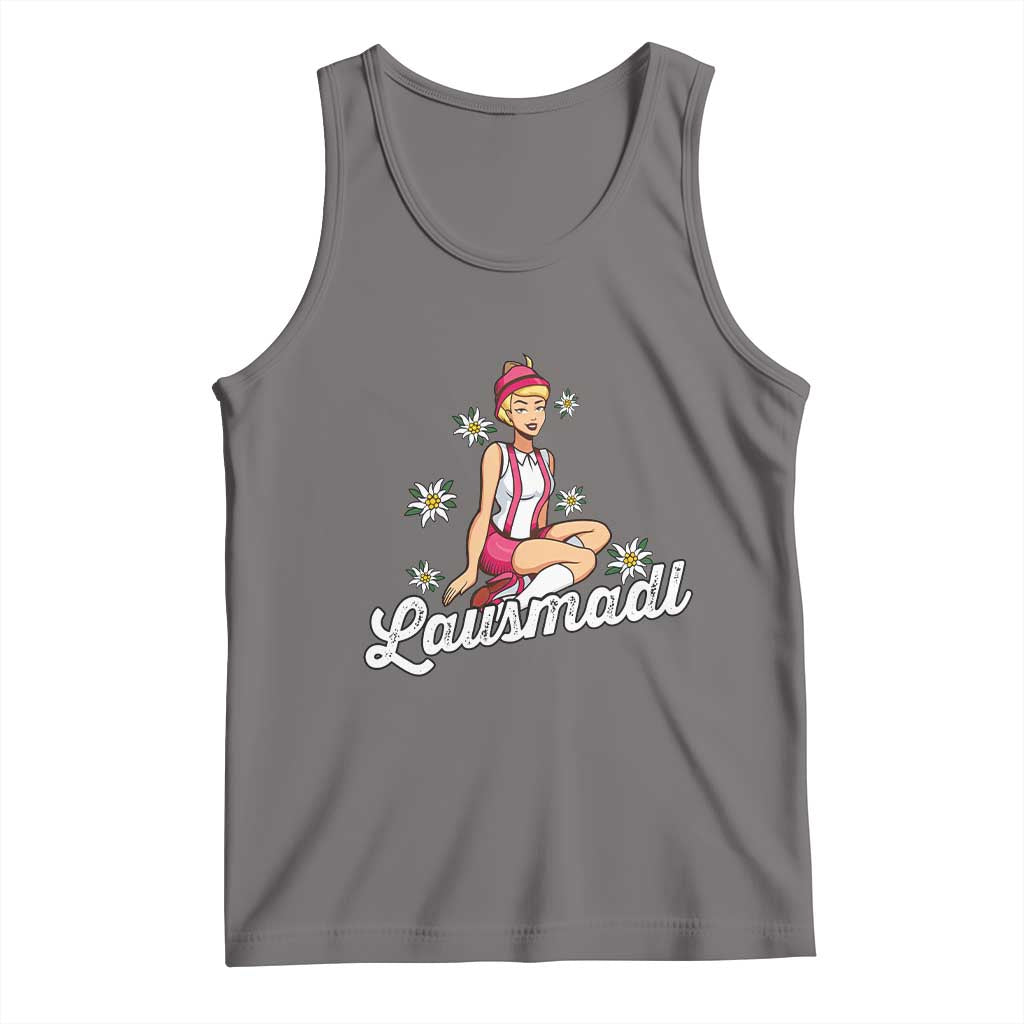 Bavarian Pin Up Girl Lausmadl Tank Top Oktoberfest Edelweiss Flowers TS02 Deep Heather Print Your Wear