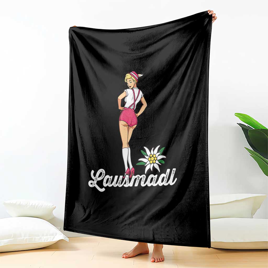 Retro Bavarian Pin Up Girl Lausmadl Throw Blanket Oktoberfest Edelweiss Flower TS02 Print Your Wear